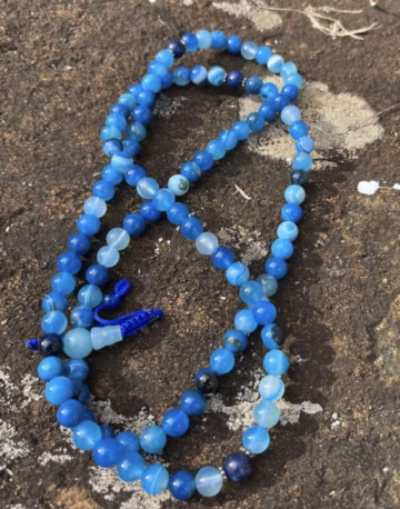 Blue Agate With Lapis Spaced Mala