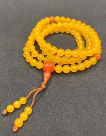 Yellow Agate and Carnelian Mala